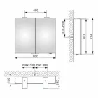 Pasqyrë moderne për ruajtjen e murit me 2 dyer dhe ndriçim LED - Ratchet Viadurini