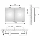 Pasqyrë moderne për ruajtjen e murit me 2 dyer dhe ndriçim LED - Ratchet Viadurini