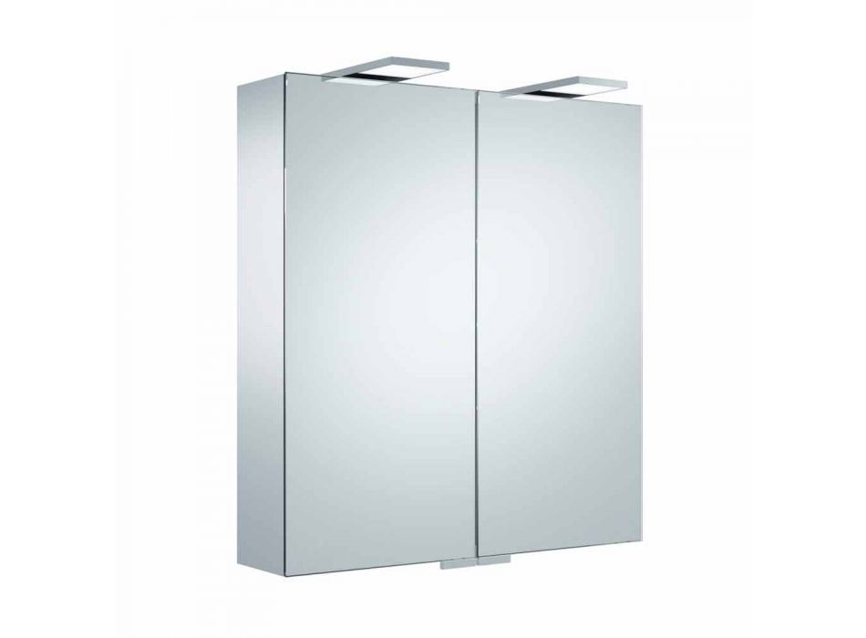 Pasqyrë moderne për ruajtjen e murit me 2 dyer dhe ndriçim LED - Ratchet Viadurini