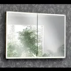 Enë pasqyre druri me pasqyrë të dyfishtë dhe drita Prodhuar në Itali - Darwin Viadurini