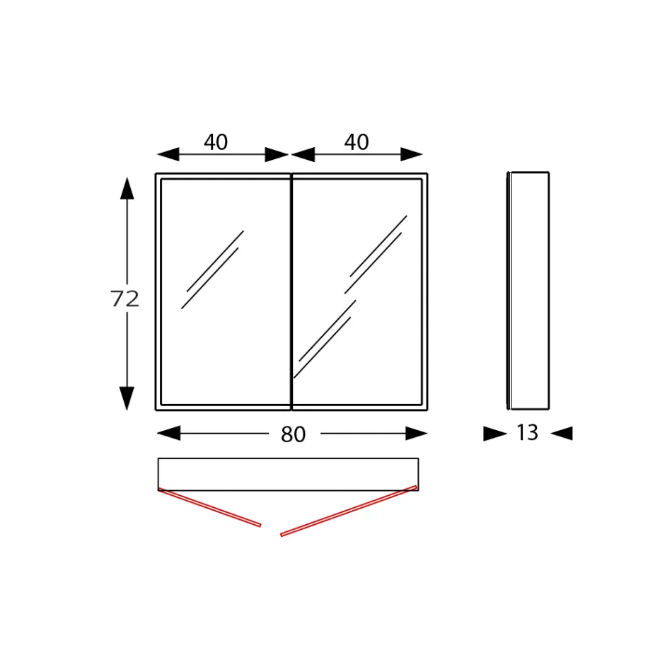 Enë pasqyre druri me pasqyrë të dyfishtë dhe drita Prodhuar në Itali - Darwin Viadurini