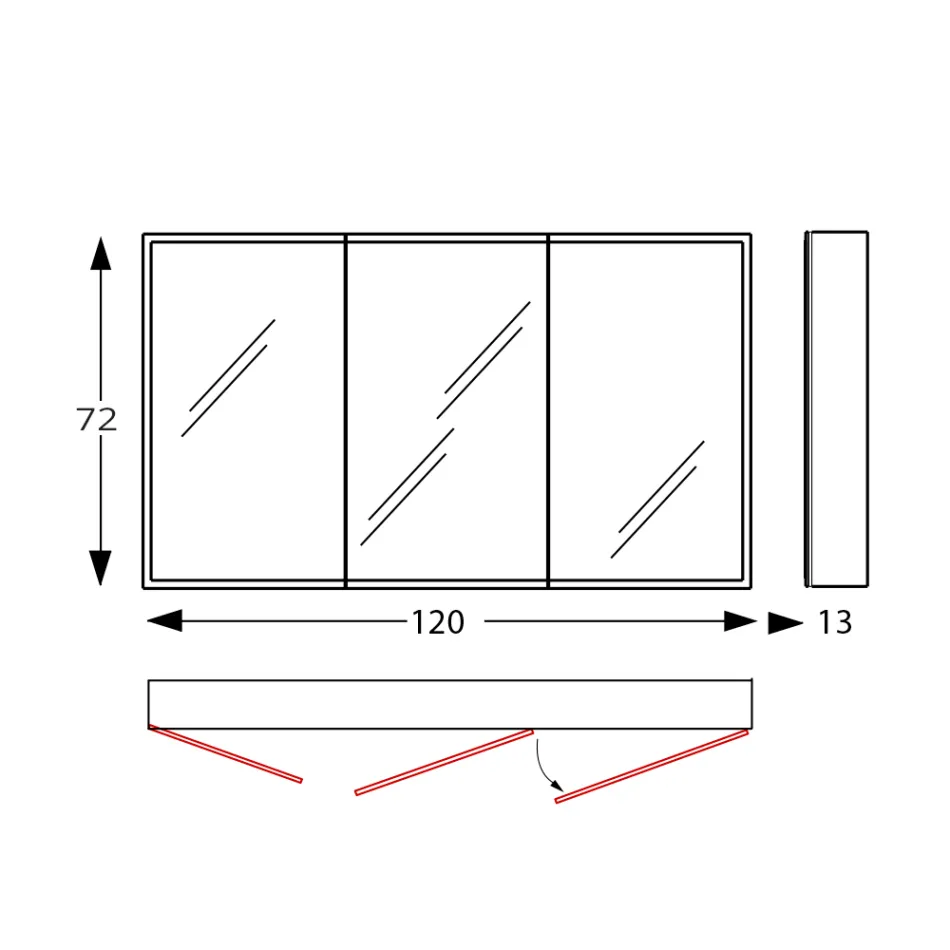 Enë pasqyre druri me pasqyrë të dyfishtë dhe drita Prodhuar në Itali - Darwin Viadurini