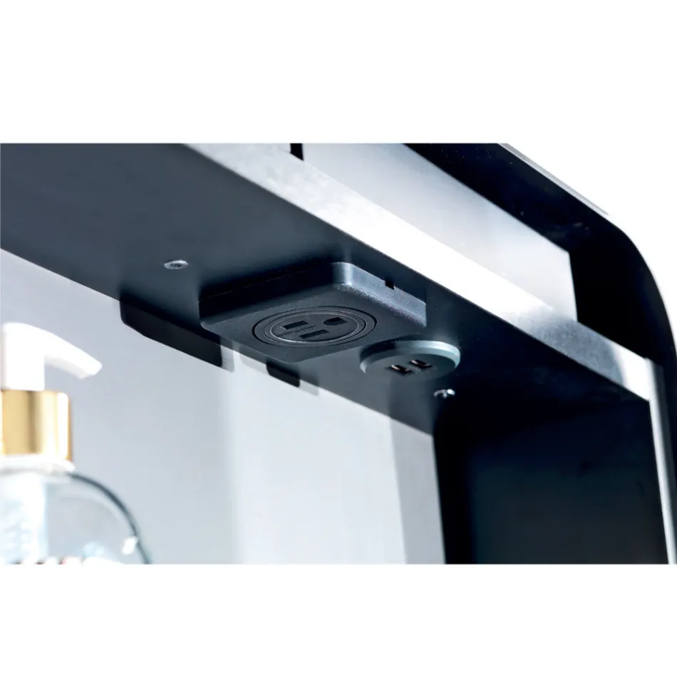 Enë me pasqyrë metalike me derë pasqyre të dyfishtë dhe drita Prodhuar në Itali - Jane Viadurini