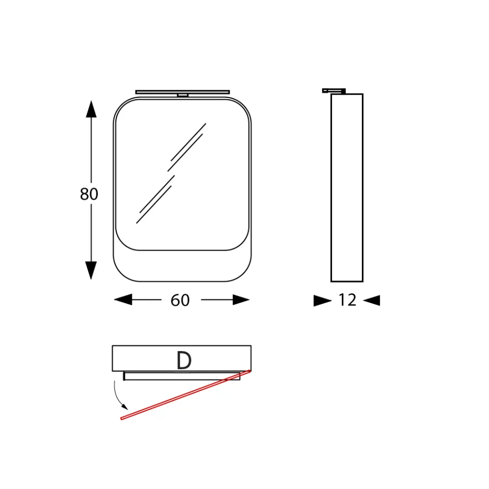 Enë me pasqyrë metalike me derë pasqyre të dyfishtë dhe drita Prodhuar në Itali - Jane Viadurini