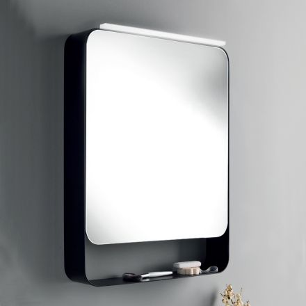 Enë me pasqyrë metalike me derë pasqyre të dyfishtë dhe drita Prodhuar në Itali - Jane Viadurini