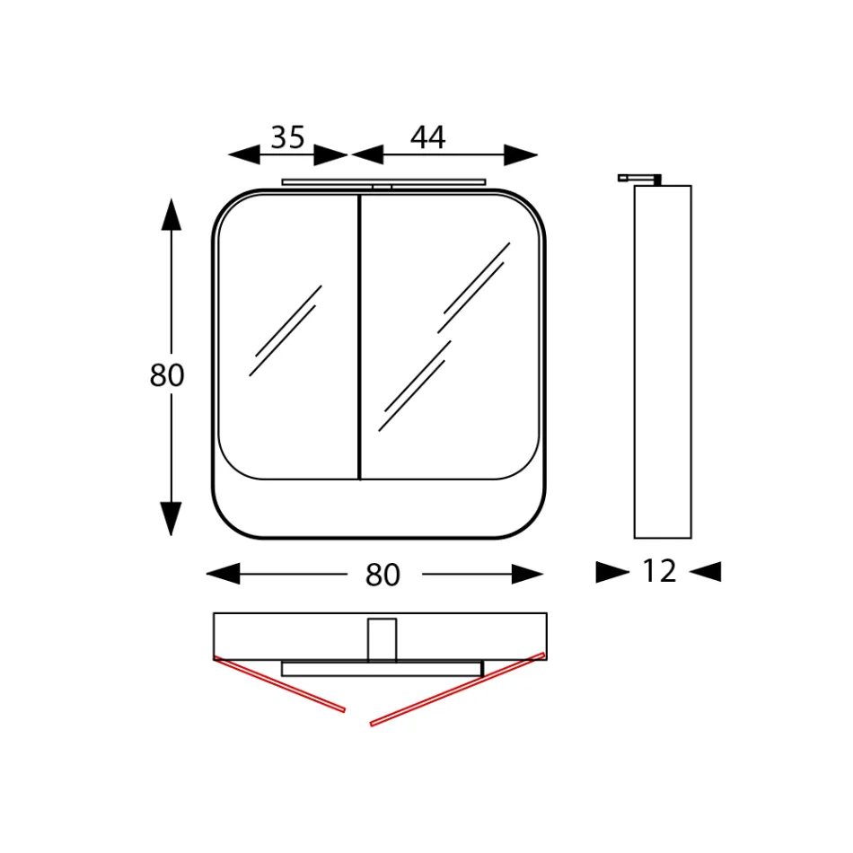 Enë pasqyre metalike me dyer dhe drita pasqyre të dyfishta Prodhuar në Itali - Galileo Viadurini
