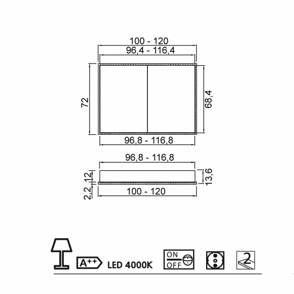 Pasqyrë LED me dyer të Dizajnit Bashkëkohor të Ndërtuar bashkëkohor me dyer, Adele Viadurini