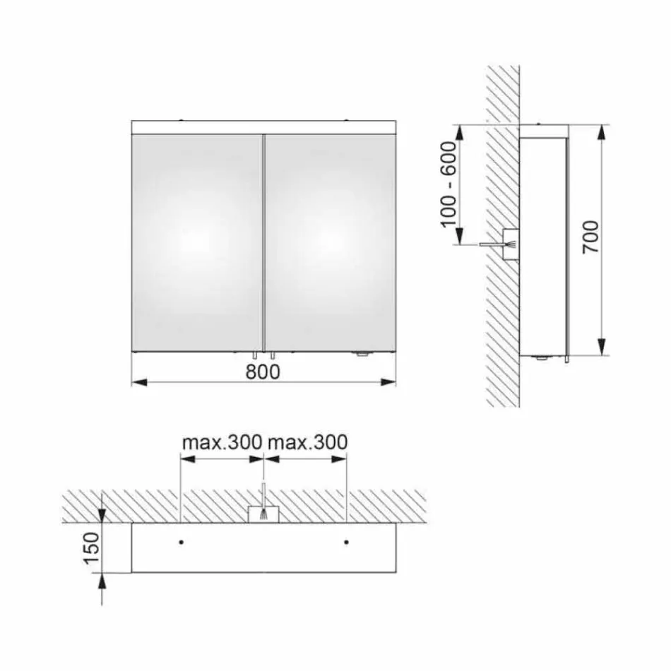 Pasqyrë kontejner modern me 2 dyer në alumin të lyer me argjend - Alfio Viadurini