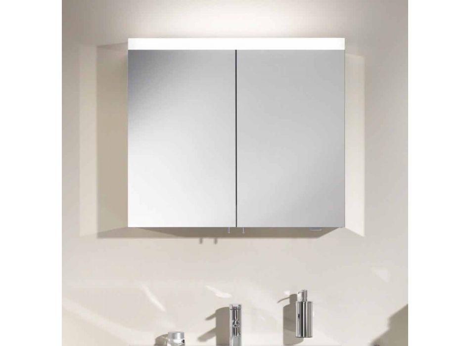 Pasqyrë kontejner modern me 2 dyer në alumin të lyer me argjend - Alfio Viadurini