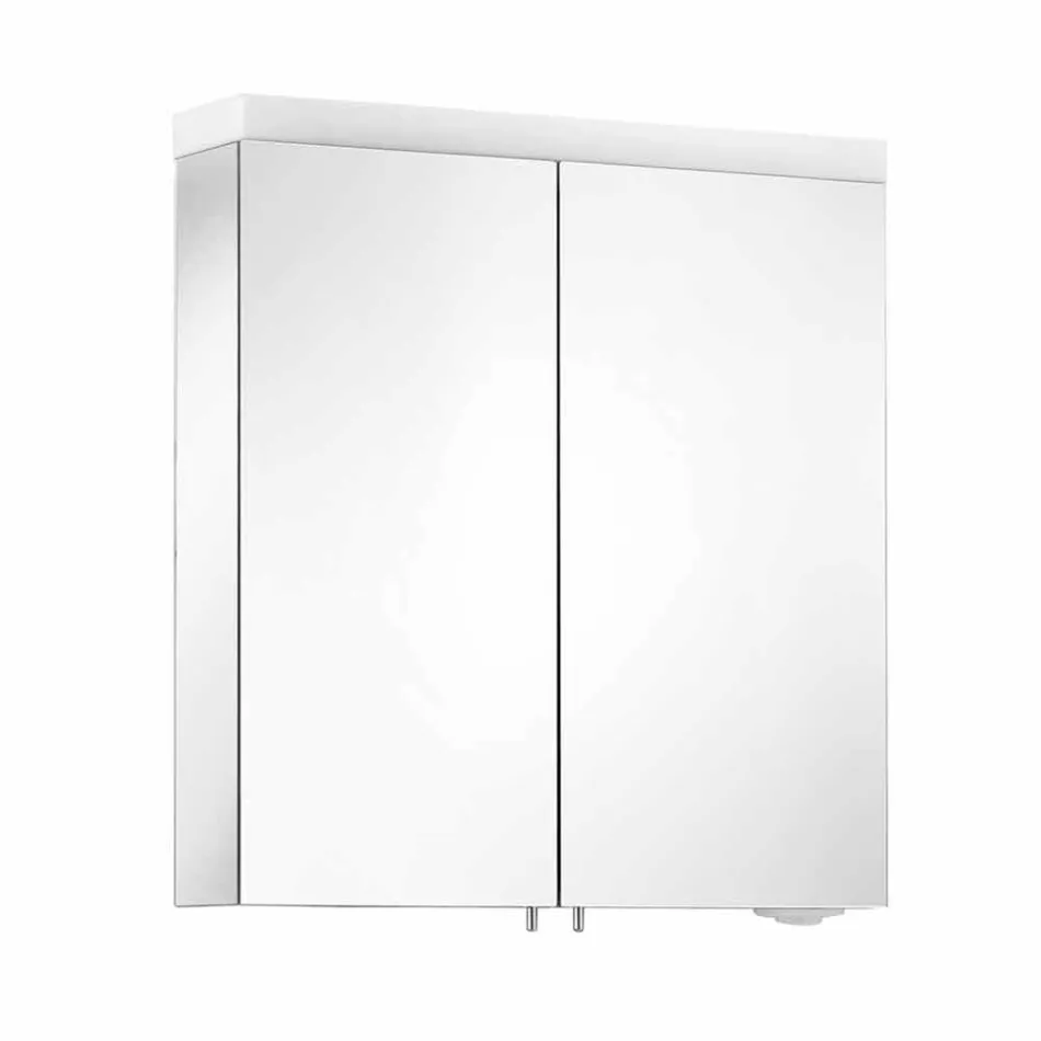 Pasqyrë kontejner modern me 2 dyer në alumin të lyer me argjend - Alfio Viadurini