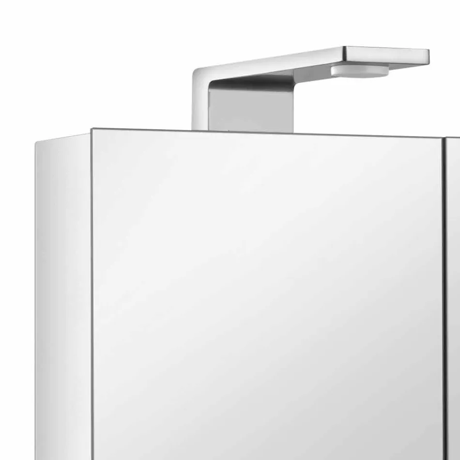 Pasqyrë kontejner modern me 3 dyer kristali dhe 3 drita LED - Maxi Viadurini