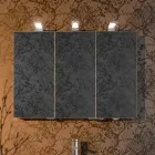 Pasqyrë kontejner modern me 3 dyer kristali dhe 3 drita LED - Maxi Viadurini