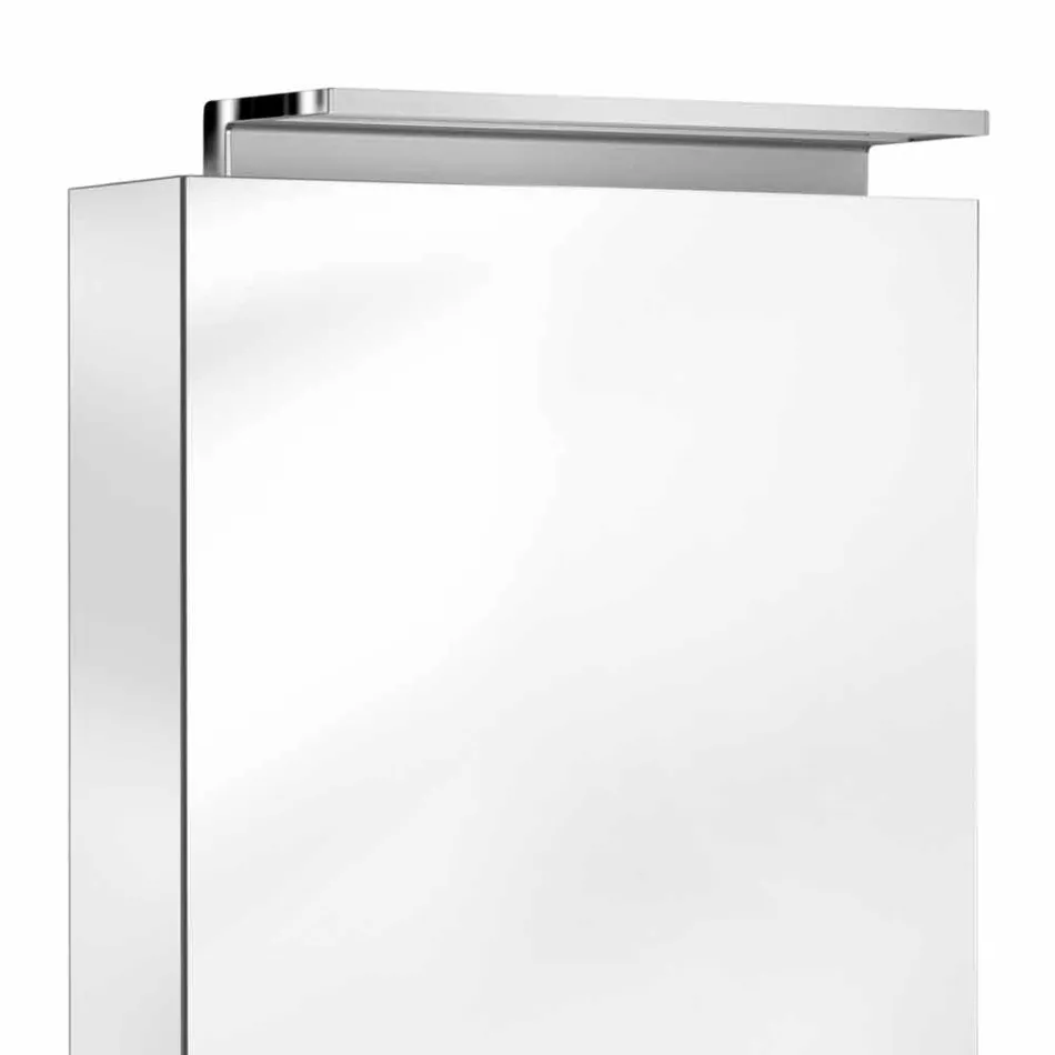 Pasqyrë ruajtje moderne me rafte kristali dhe dritë LED - Bramo Viadurini