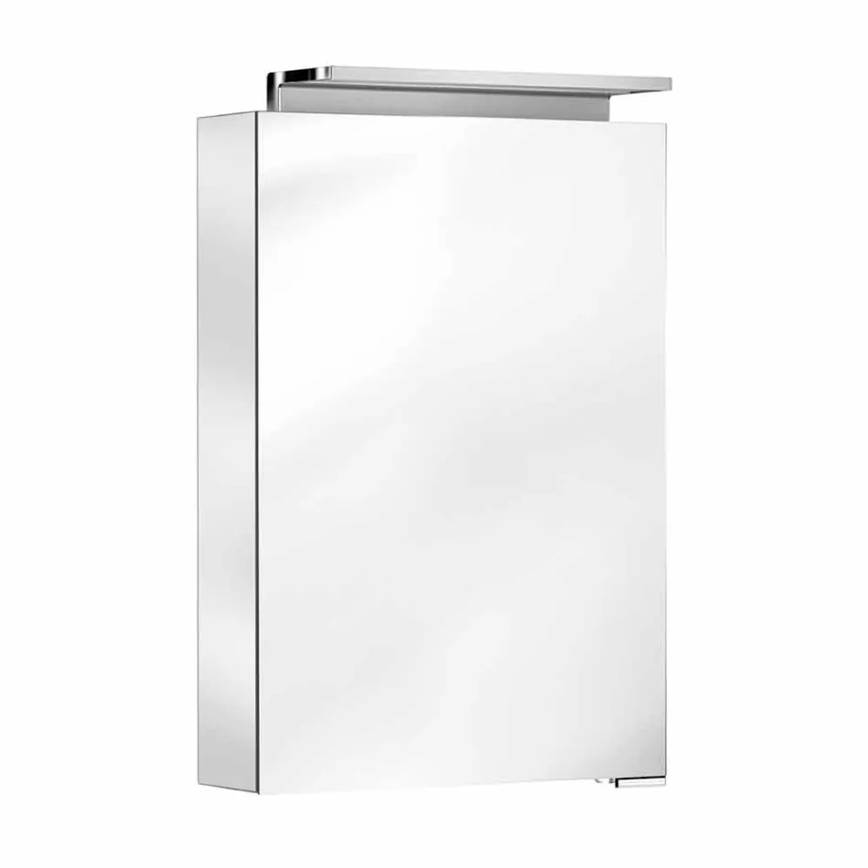 Pasqyrë ruajtje moderne me rafte kristali dhe dritë LED - Bramo Viadurini