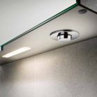 Pasqyrë ruajtje moderne me rafte kristali dhe dritë LED - Bramo Viadurini