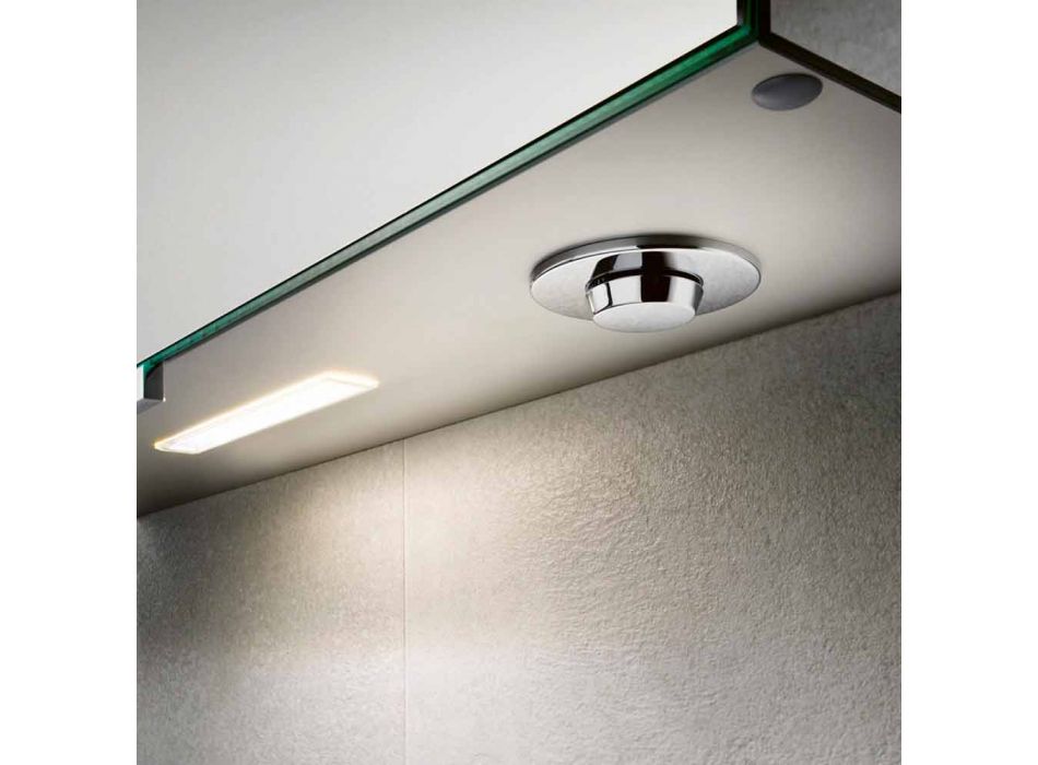 Pasqyrë ruajtje moderne me rafte kristali dhe dritë LED - Bramo Viadurini