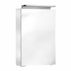 Pasqyrë ruajtje moderne me rafte kristali dhe dritë LED - Bramo Viadurini