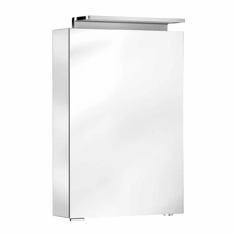 Pasqyrë ruajtje moderne me rafte kristali dhe dritë LED - Bramo Viadurini