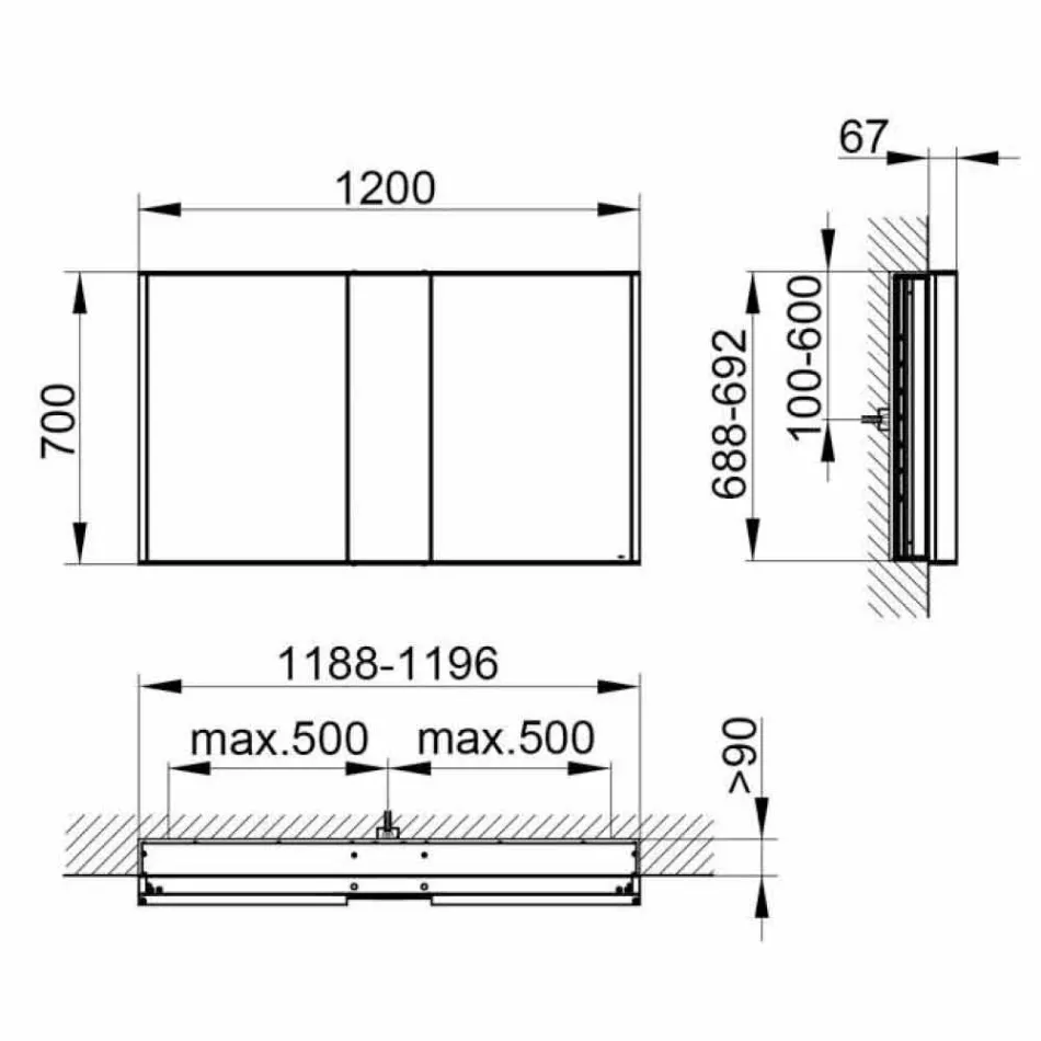 Enë Moderne Pasqyrë e Ndërtuar me Dritë LED dhe Tastiera me Prekje - Demon Viadurini