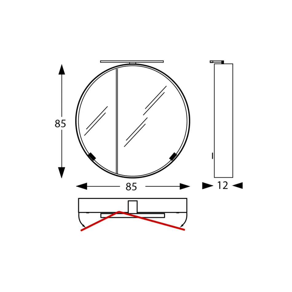 Enë me pasqyrë të rrumbullakët metalike me pasqyrë të dyfishtë Prodhuar në Itali - Charles Viadurini