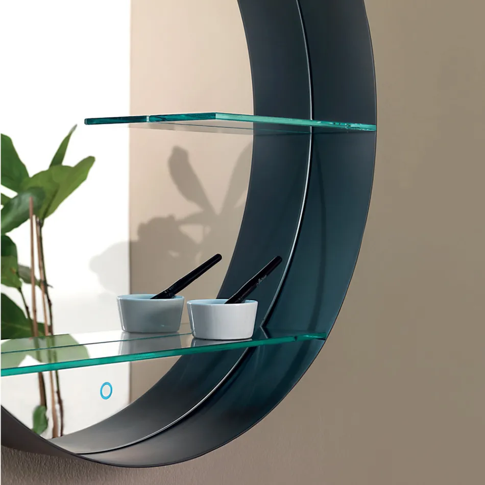 Pasqyrë banjoje metalike me 2 rafte qelqi Prodhuar në Itali - Einstein Viadurini