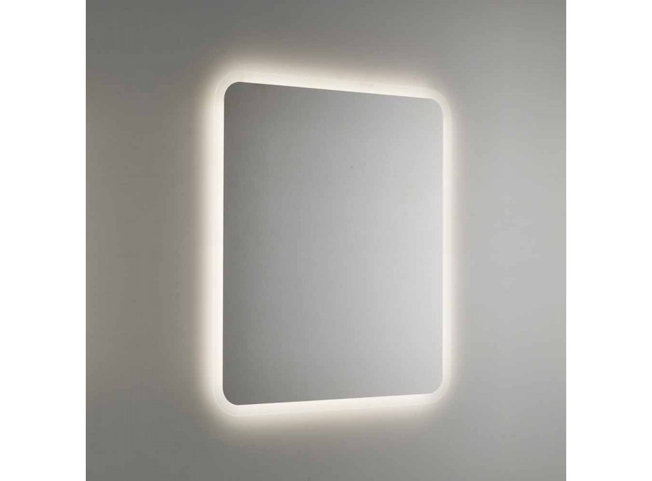 Pasqyrë e rrumbullakosur e banjës me dritë të pasme LED prodhuar në Itali - Pato Viadurini