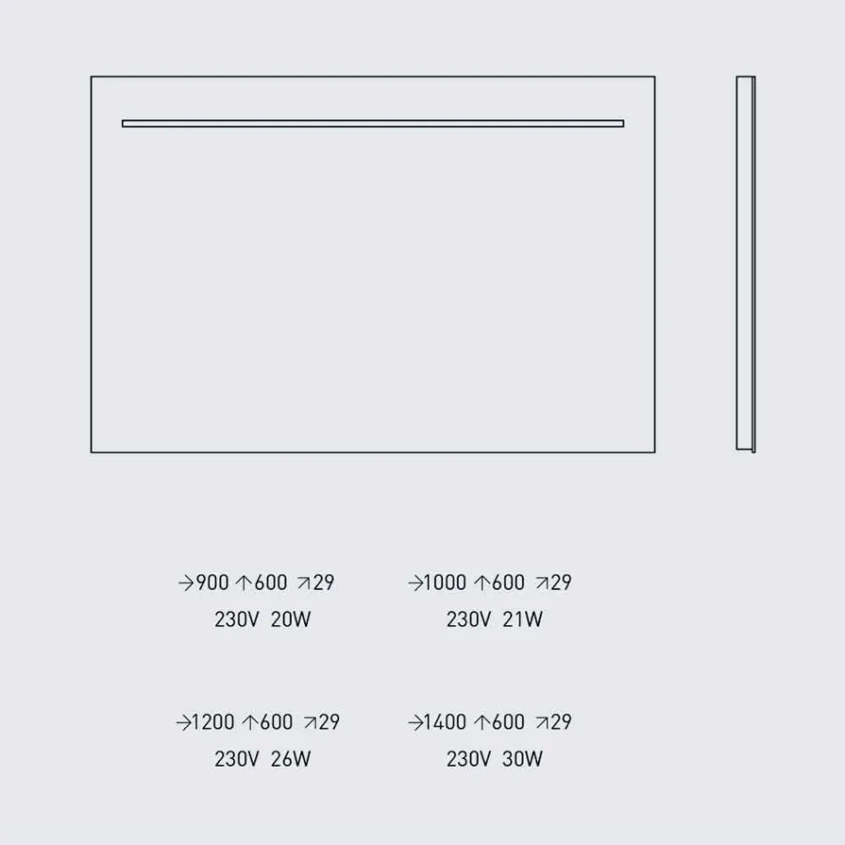 Pasqyrë Muri Moderne me Dritë LED dhe Kornizë Çeliku Prodhuar në Itali - Yutta Viadurini