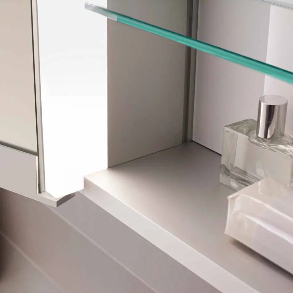 Pasqyrë Muri Moderne me 3 Dyer në Alumini të Pikturuar me Argjend - Demon Viadurini