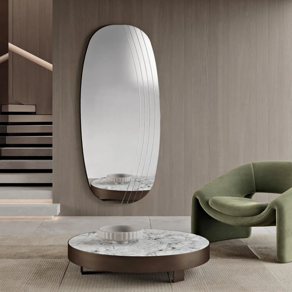 Pasqyrë Muri Arabella me Gdhendje e Prodhuar në Itali Viadurini