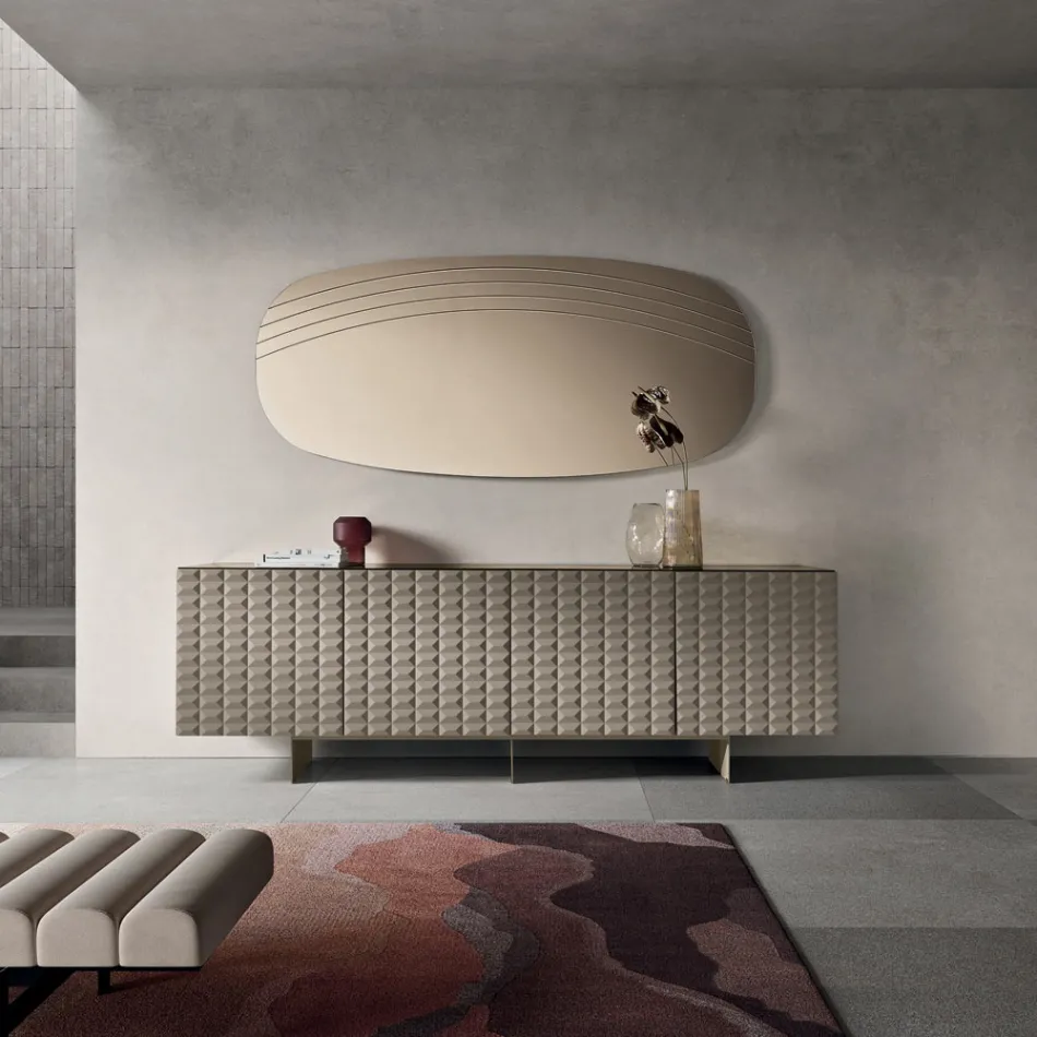 Pasqyrë Muri Arabella me Gdhendje e Prodhuar në Itali Viadurini