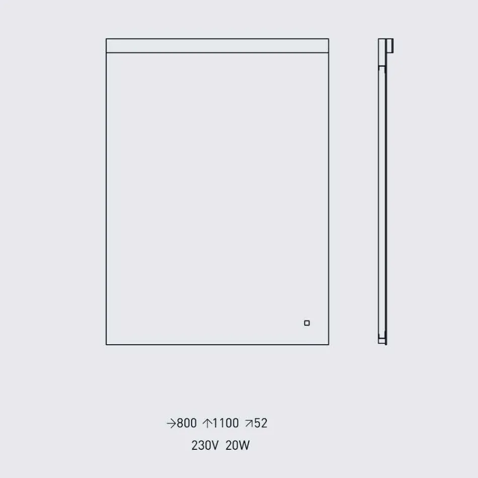 Pasqyrë muri me dritë të integruar në çelik inox prodhuar në Itali - Tuccio Viadurini