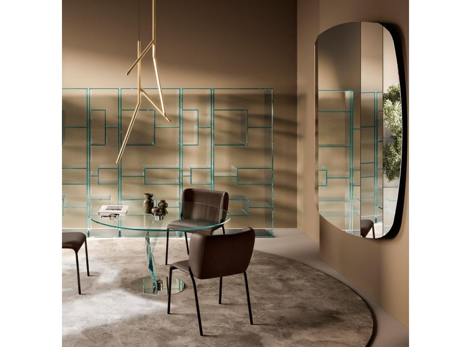 Pasqyrë muri me strukturë në dru të lyer të zi Prodhuar në Itali - Arya Viadurini