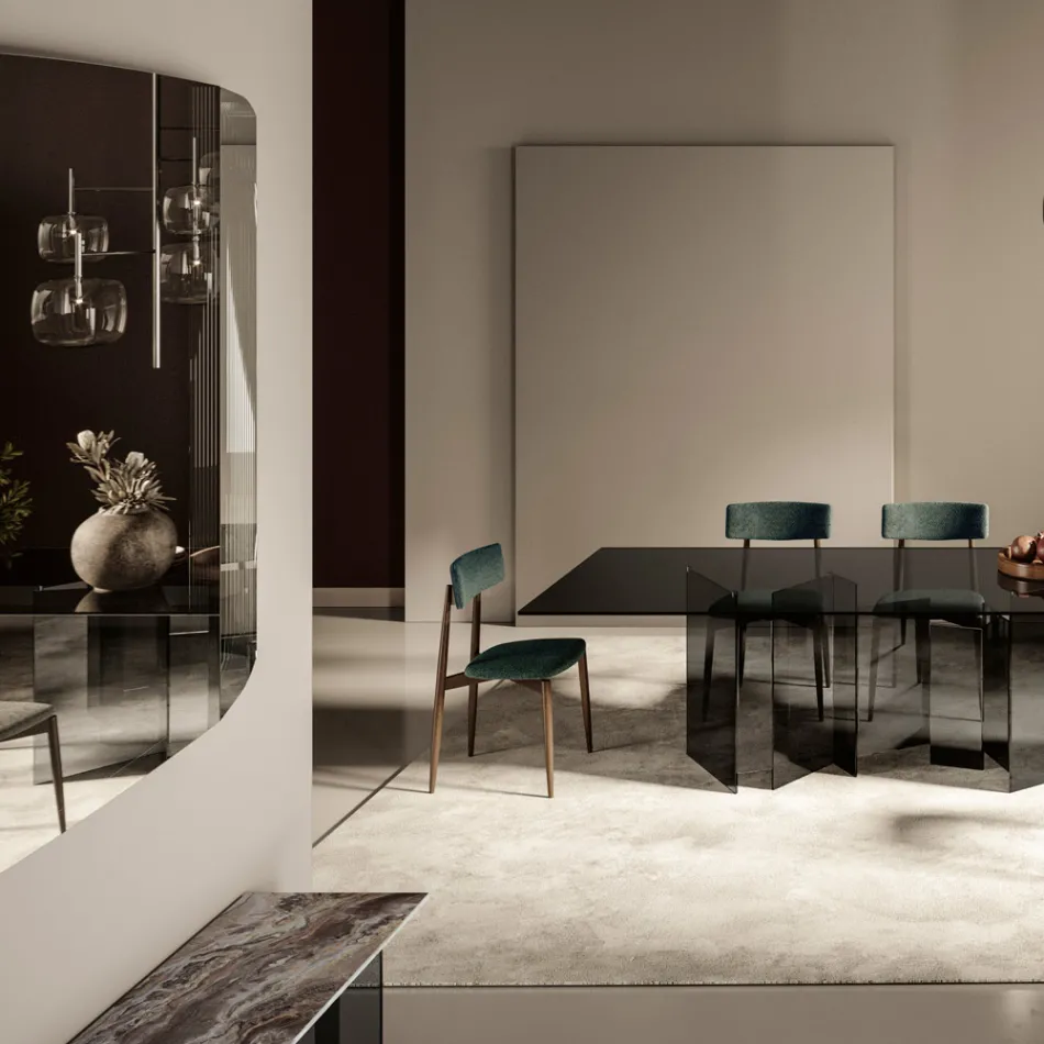 Pasqyrë muri me strukturë në dru të lyer të zi Prodhuar në Itali - Arya Viadurini