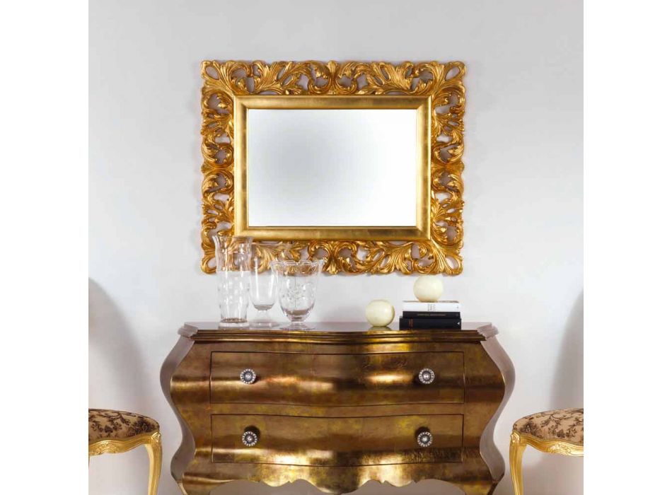 Pasqyrë muri dizenjoje me finiturë floriri Gudin, 108x87 cm Viadurini