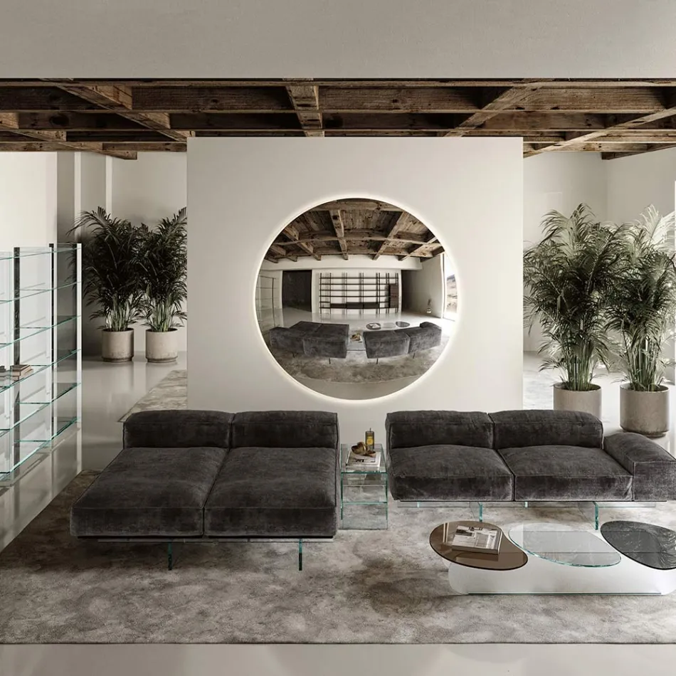 Pasqyra e murit në xhami konveks të lakuar në përfundime të ndryshme - dritë Viadurini