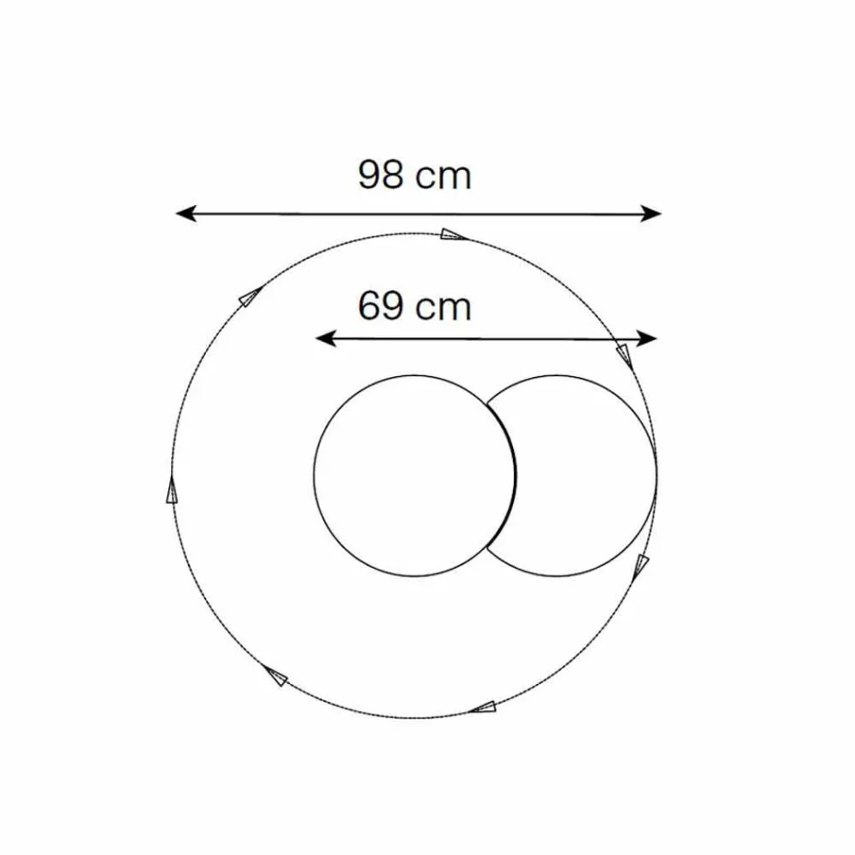 Pasqyra e murit të rrumbullakët me Satelitor që Rrotullohet 360 ° Made in Italy - Shaki Viadurini