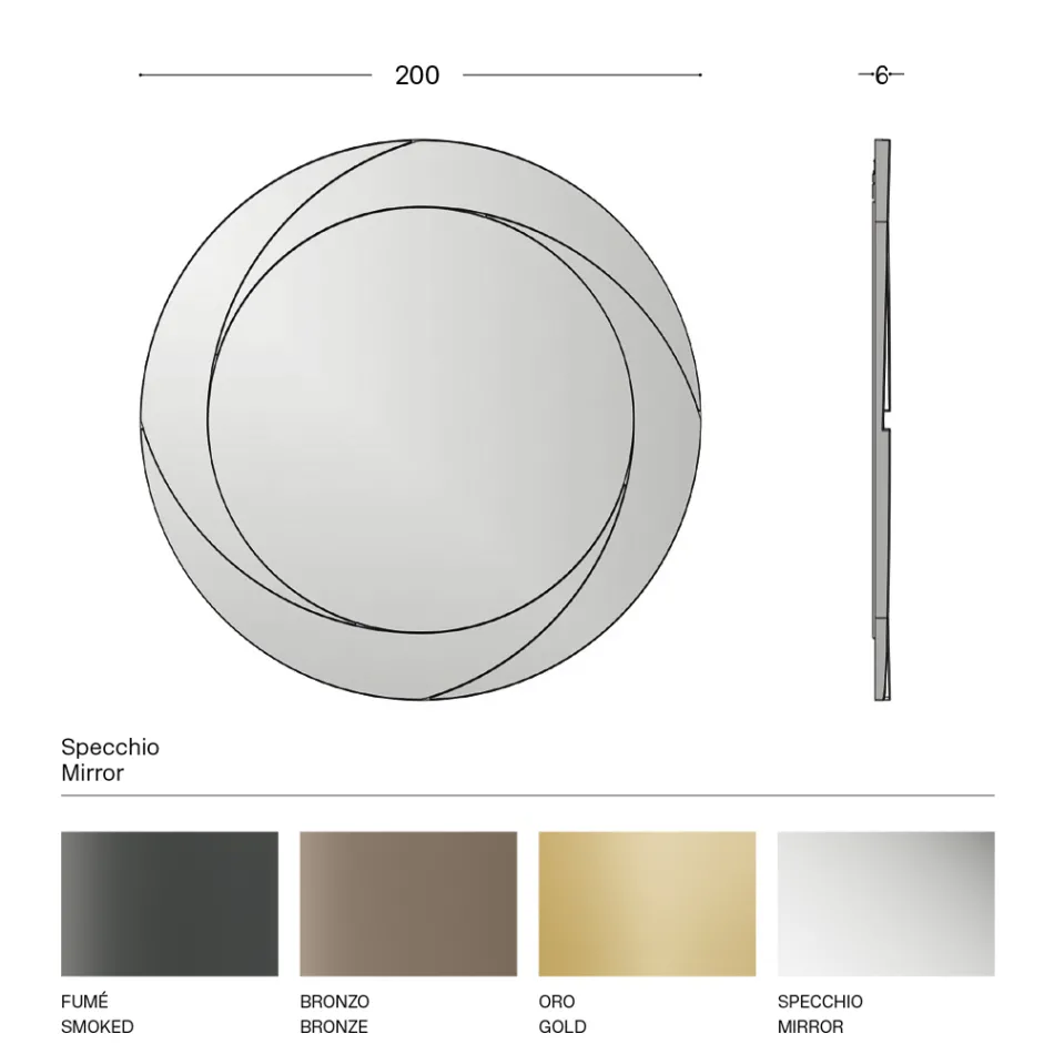 Pasqyrë muri e rrumbullakët me strukturë druri Prodhuar në Itali - Navona Viadurini