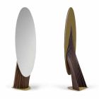 Dizajni Pasqyrë dyshemeje në dru hiri dhe metal prodhuar në Itali - Cuspide Viadurini