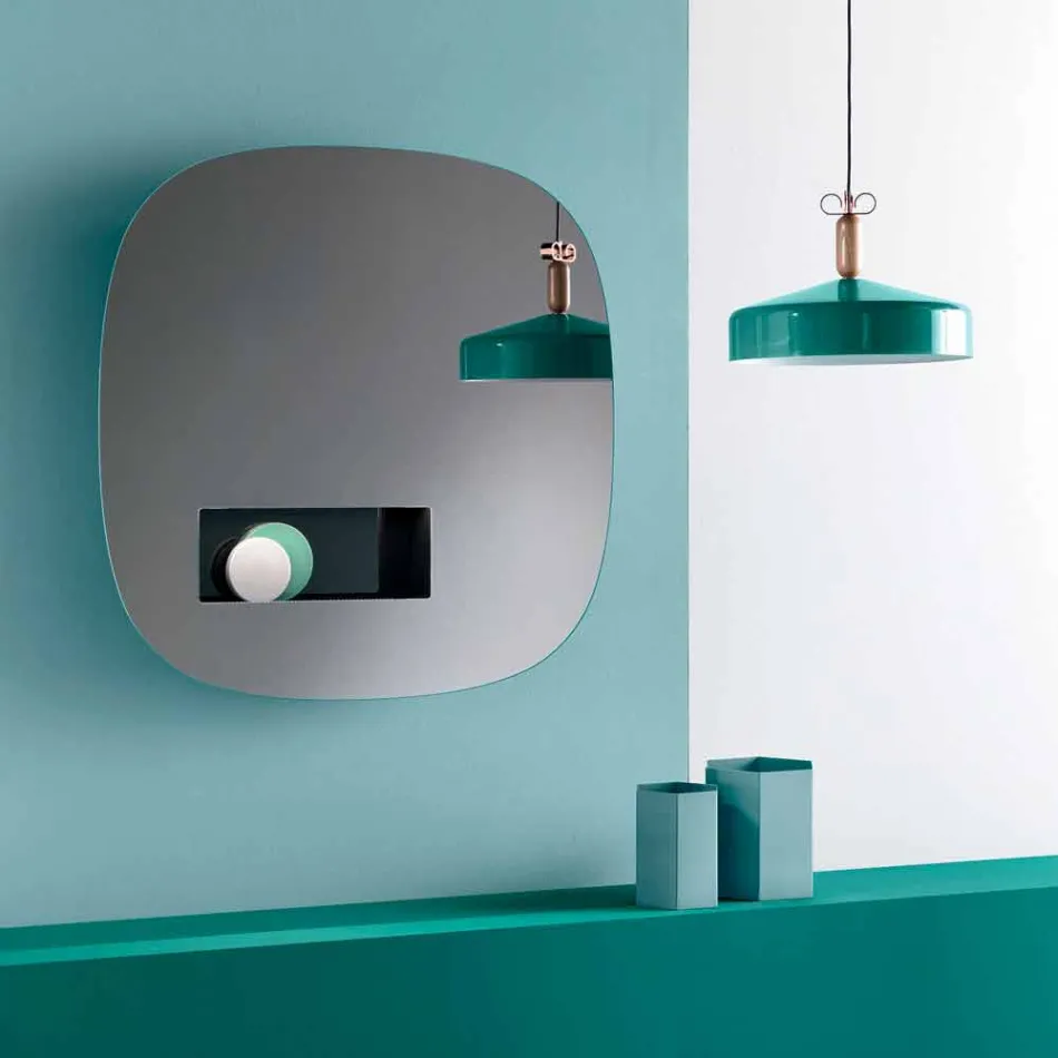 Pasqyrë muri dekorative e përfunduar e tymosur me ndarje të dizajnit të zi - Matricë Viadurini