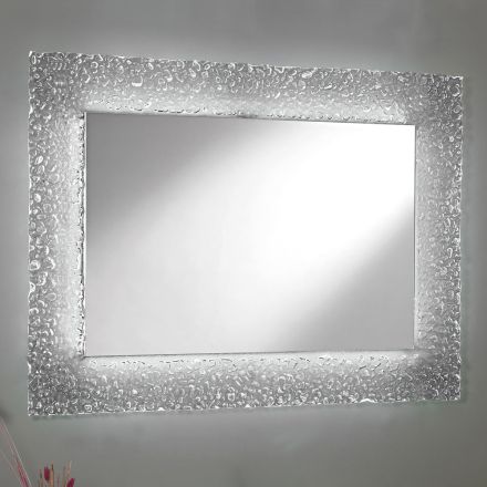 Pasqyrë muri dekorative me kornizë qelqi dhe dritë luksoze të udhëhequr - Attimo Viadurini