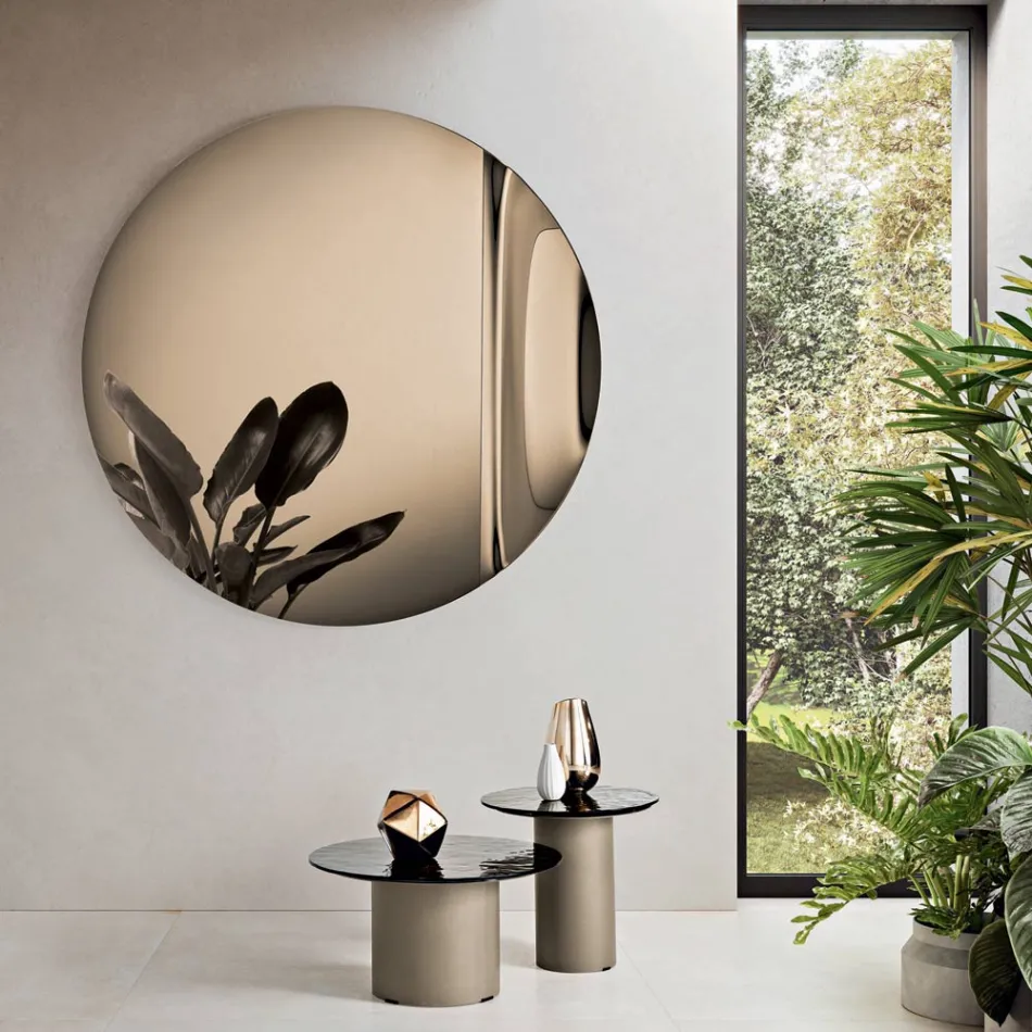 Pasqyrë prej qelqi të shkrirë me valë, e prodhuar në Itali - Candida Viadurini