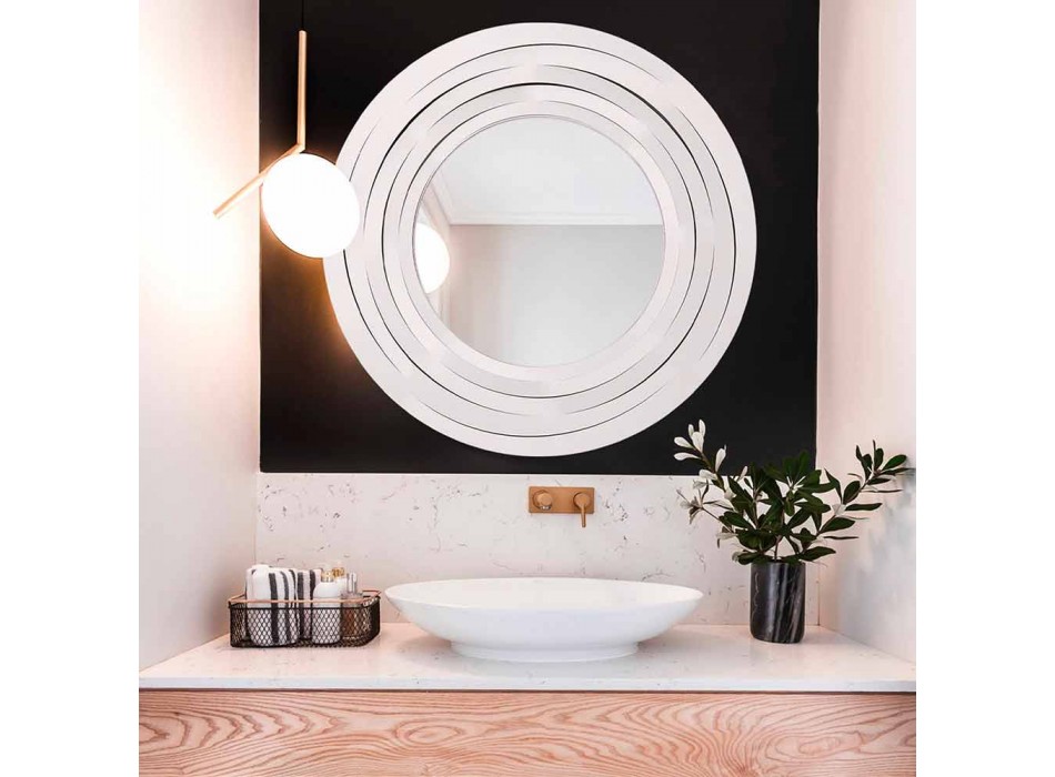 Pasqyra moderne rrethore e murit në hekur me ngjyrë të bërë në Itali - Oregano Viadurini