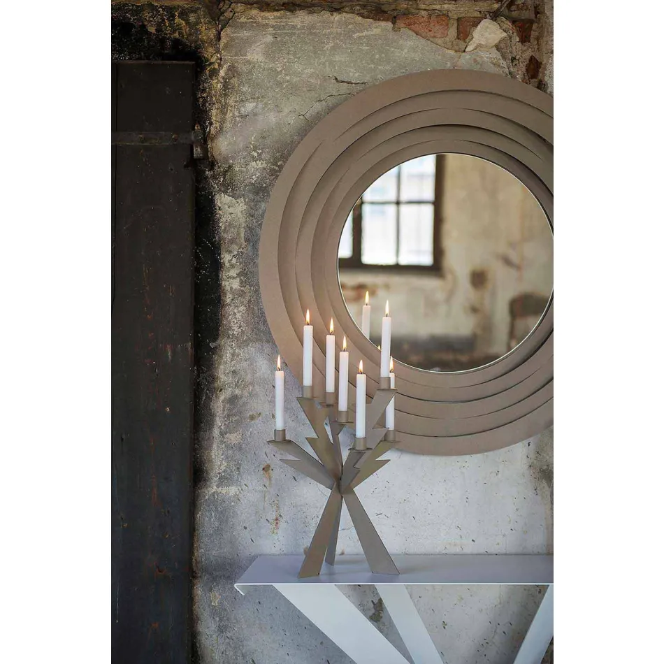 Pasqyra moderne rrethore e murit në hekur me ngjyrë të bërë në Itali - Oregano Viadurini