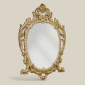 Pasqyrë klasike ovale në dru me gjethe ari dhe argjendi Prodhuar në Itali - Vanessa