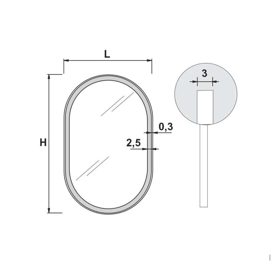 Pasqyrë Ovale me kornizë metalike dhe drita Prodhuar në Itali - Mozart Viadurini