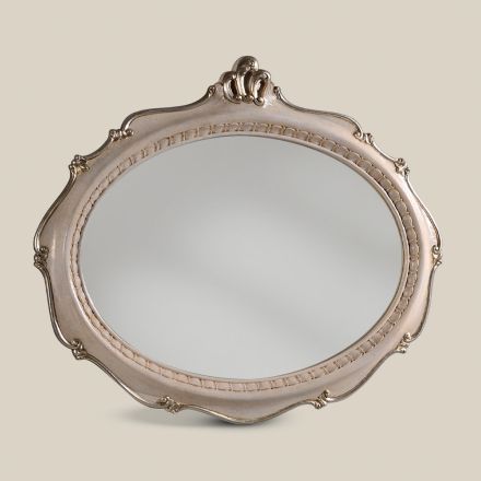 Pasqyrë ovale e stilit klasik në dru të bardhë Prodhuar në Itali - Firence Viadurini