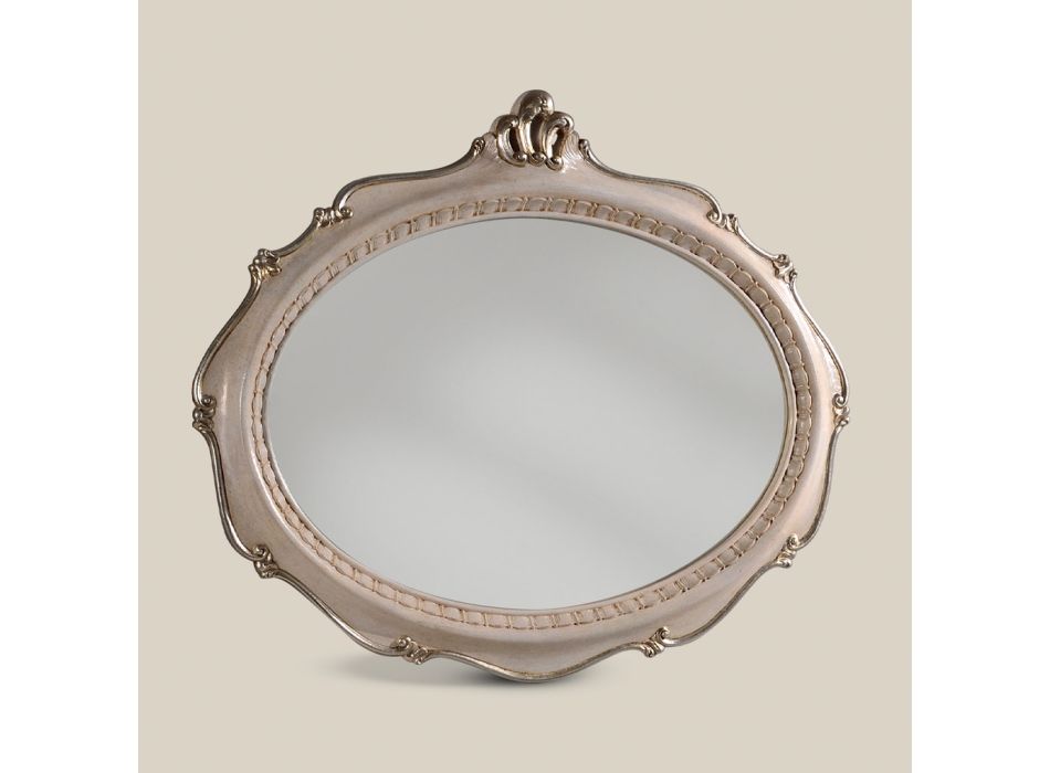 Pasqyrë ovale e stilit klasik në dru të bardhë Prodhuar në Itali - Firence Viadurini