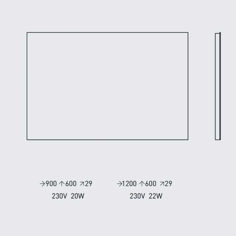 Pasqyrë muri me ndriçim me kornizë çeliku prodhuar në Itali - Tundra Viadurini