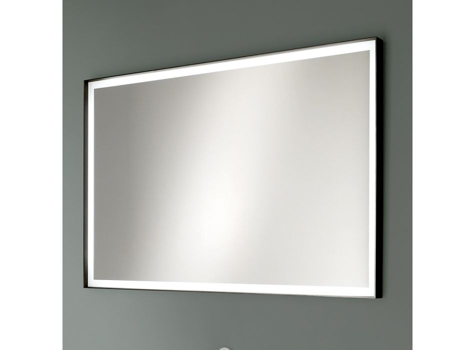 Pasqyrë muri drejtkëndëshe Kornizë metali me ngjyra të ndryshme dhe dritë të udhëhequr - Renga Viadurini