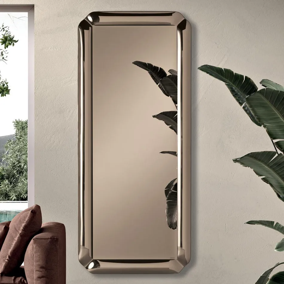 Pasqyrë Drejtkëndëshe me Kornizë Kristal të Derdhur Prodhuar në Itali - Belinda Viadurini